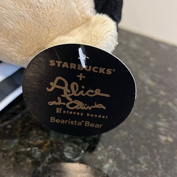 Starbucks Bearista Bear Alice & Olivia by Stacey Bendet Black White Dress Pearls - Picture 5 of 10
